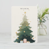 カスタマイズ可能なクリスマスツリーのホリデー招待状カード 招待状 (スタンド正面)