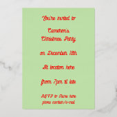 カスタマイズ可能なクリスマスツリーを飾るリス達 箔招待状 (裏面)