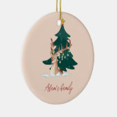カスタマイズ可能なクリスマスディアー セラミックオーナメント (右)