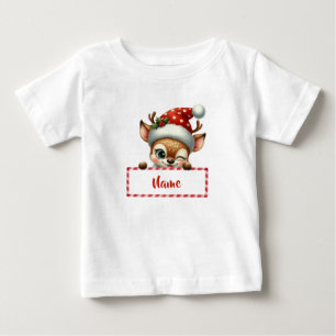 カスタマイズ可能なクリスマストナカイ&キャンディーケーン ベビーTシャツ