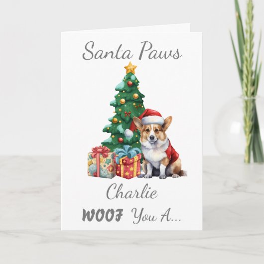 カスタマイズ可能なクリスマスドッグコーギ シーズンカード (正面)