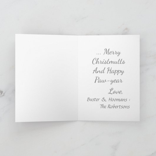 カスタマイズ可能なクリスマスドッグビーグル カード (内部)