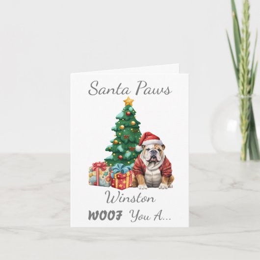 カスタマイズ可能なクリスマスドッグ英語ブルドッグ シーズンカード (正面)