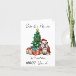 カスタマイズ可能なクリスマスドッグ英語ブルドッグ シーズンカード