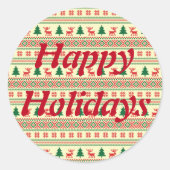 カスタマイズ可能なクリスマスニットデザインシール ラウンドシール (正面)