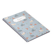 カスタマイズ可能なクリスマスバードのシームレスなパターン ノートブック (右側)