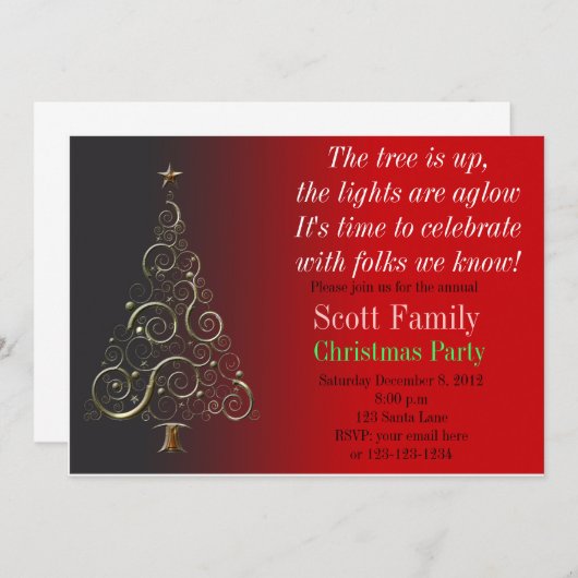 カスタマイズ可能なクリスマスパーティの招待状 招待状 (正面/裏面)