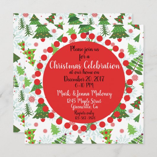 カスタマイズ可能なクリスマスパーティの招待状 招待状 (正面/裏面)