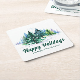 カスタマイズ可能なクリスマスパーティーグッズ 美しいホリデーシーズンのお祝い スクエアペーパーコースター