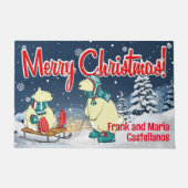 カスタマイズ可能なクリスマスベアーズ冬のホリデーシーン ドアマット (正面)