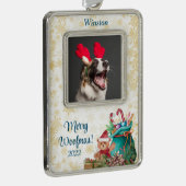 カスタマイズ可能なクリスマスペットオーナメント シルバープレートフレームオーナメント (右)