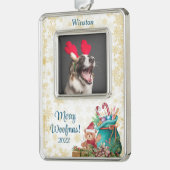 カスタマイズ可能なクリスマスペットオーナメント シルバープレートフレームオーナメント (左)