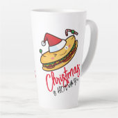 カスタマイズ可能なクリスマスホットドッグの漫画 カフェラテマグ (右アングル)