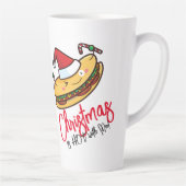 カスタマイズ可能なクリスマスホットドッグの漫画 カフェラテマグ (右)