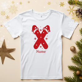 カスタマイズ可能なクリスマスモノグラム 名前入り Tシャツ