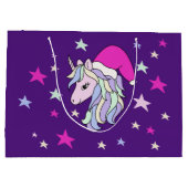 カスタマイズ可能なクリスマスユニコーンサンタ ラージペーパーバッグ (裏面)