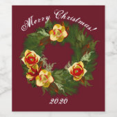 カスタマイズ可能なクリスマスリースワインラベル ワインラベル (シングルラベル)