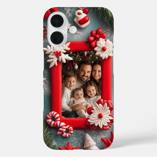 カスタマイズ可能なクリスマス写真 赤いフレーム Case-Mate iPhoneケース (裏面)