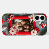 カスタマイズ可能なクリスマス写真 赤いフレーム Case-Mate iPhoneケース (裏面 (横))
