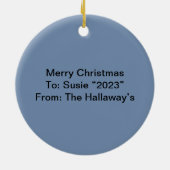 カスタマイズ可能なクリスマス冬の(鳥)ショウジョウコウカンチョウオーナメント、 セラミックオーナメント (裏面)