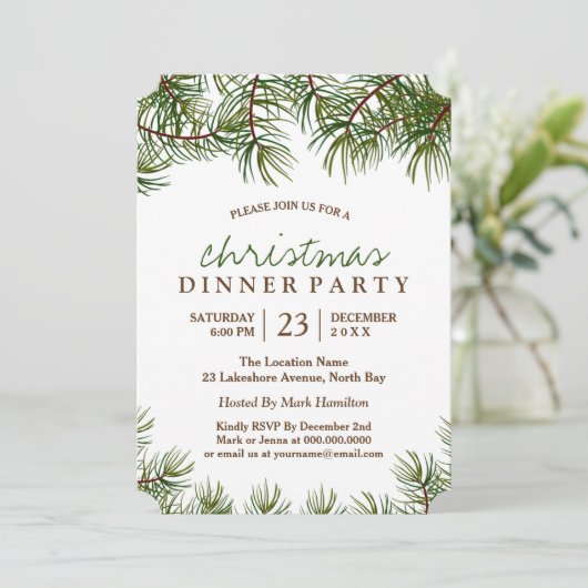 カスタマイズ可能なクリスマス夕食のパーティの招待状 招待状 (スタンド正面)