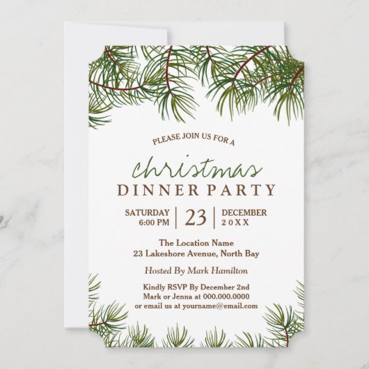 カスタマイズ可能なクリスマス夕食のパーティの招待状 招待状 (正面)