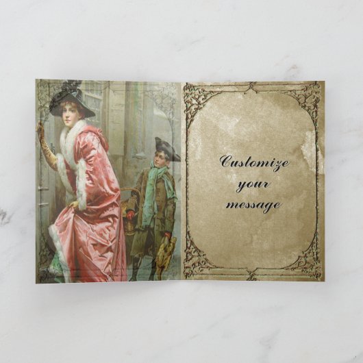 カスタマイズ可能なクリスマス夕食 シーズンカード (内部)