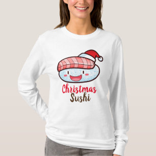 カスタマイズ可能なクリスマス寿司の女性Tシャツ Tシャツ