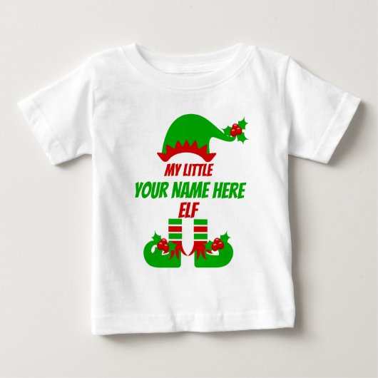 カスタマイズ可能なクリスマス小妖精や小人ファミリーマッチングホリデー ベビーTシャツ (正面)