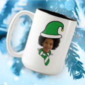 カスタマイズ可能なクリスマス小妖精や小人写真マグカップ ツートーンマグカップ