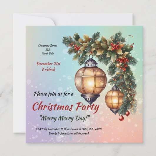 カスタマイズ可能なクリスマス招待状 招待状 (正面)