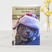 カスタマイズ可能なクリスマス猫カード カード (黄色い花)