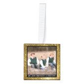 カスタマイズ可能なクリスマス金ゴールドグリッターホリデーフォト キューブオーナメント (正面)