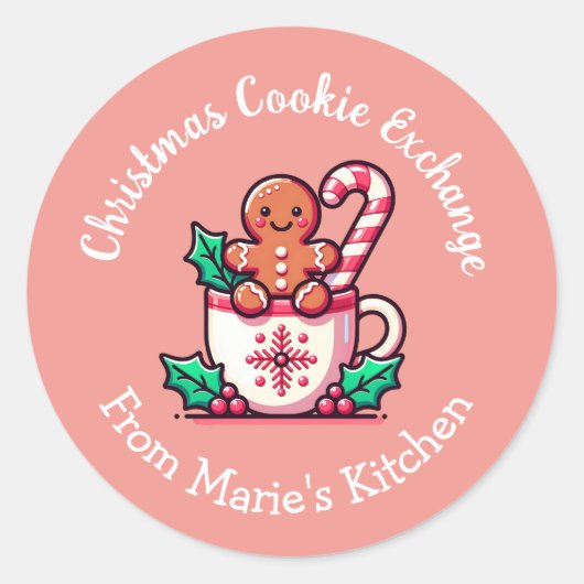 カスタマイズ可能なクリスマス・クッキー交換 ラウンドシール (正面)
