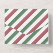 カスタマイズ可能なクリスマス ストライプ オールインワン招待状 (裏面)