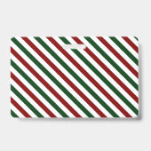 カスタマイズ可能なクリスマス ストライプ バッジ (裏面)