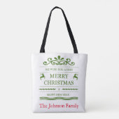 カスタマイズ可能なクリスマス トートバッグ (裏面)