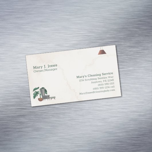 カスタマイズ可能なクリーニングサービスホーム8ライン マグネット名刺 (インサイチュ)