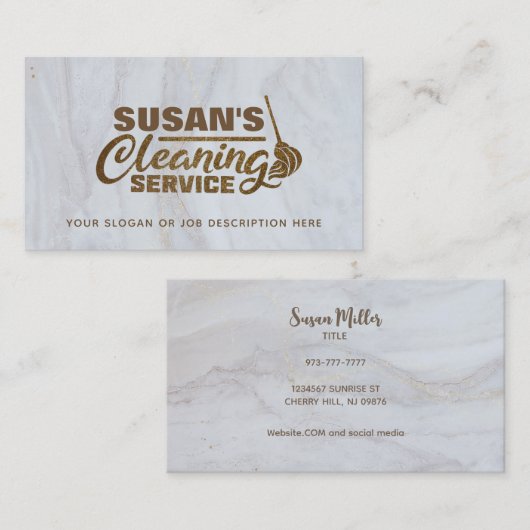 カスタマイズ可能なクリーニングサービス名刺 名刺 (正面/裏面)