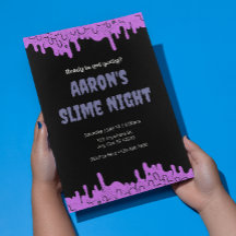 カスタマイズ可能なクリーピースライムパーティー招待状