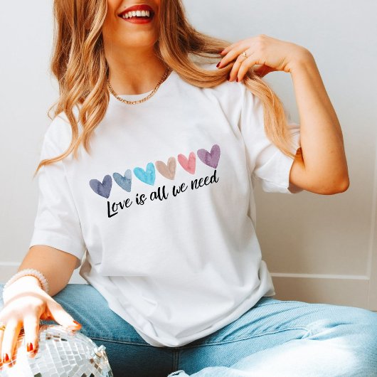 カスタマイズ可能なクール文字を備えた6つの水色ハート Tシャツ