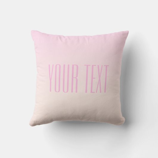 カスタマイズ可能なグラデーション文字付きピンクから桃への夕日 クッション (裏面)