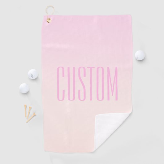 カスタマイズ可能なグラデーション文字付きピンクから桃への夕日 ゴルフタオル (インサイチュ)