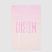 カスタマイズ可能なグラデーション文字付きピンクから桃への夕日 ゴルフタオル (正面)