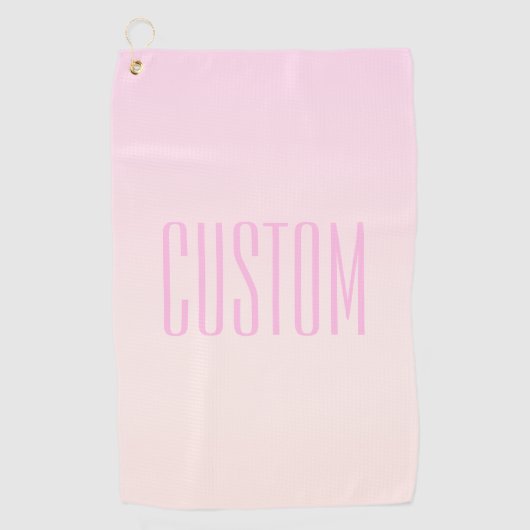 カスタマイズ可能なグラデーション文字付きピンクから桃への夕日 ゴルフタオル (正面)