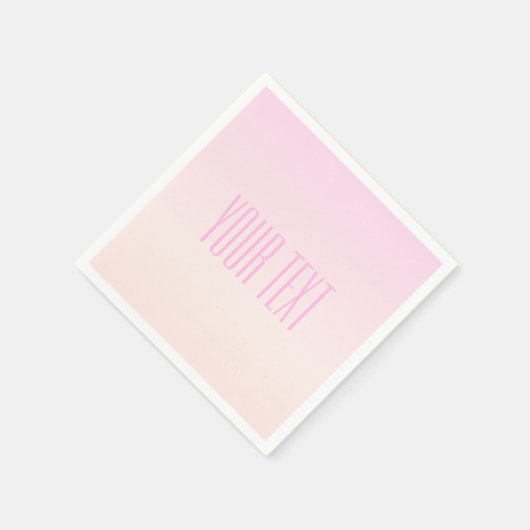 カスタマイズ可能なグラデーション文字付きピンクから桃への夕日 スタンダードカクテルナプキン (角)