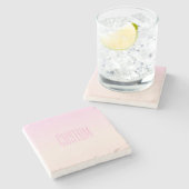 カスタマイズ可能なグラデーション文字付きピンクから桃への夕日 ストーンコースター (横)