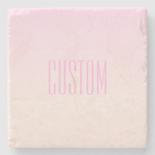 カスタマイズ可能なグラデーション文字付きピンクから桃への夕日 ストーンコースター (正面)