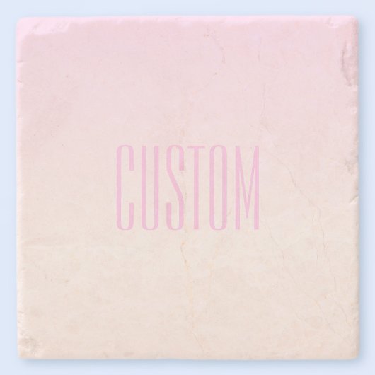 カスタマイズ可能なグラデーション文字付きピンクから桃への夕日 ストーンコースター