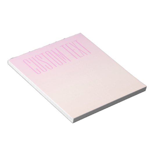 カスタマイズ可能なグラデーション文字付きピンクから桃への夕日 ノートパッド (アングル)